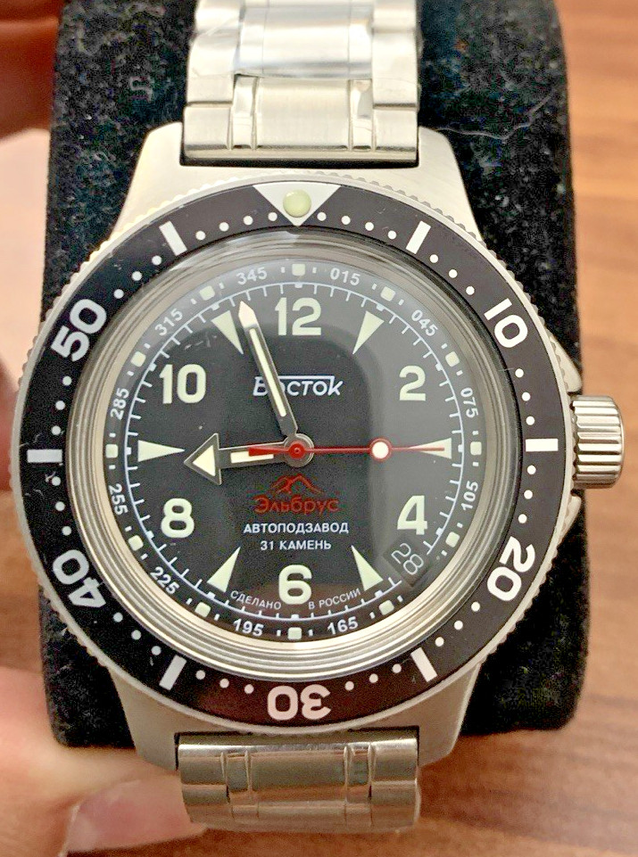 Vostok Amphibia 74092B Automatic Watch Elbrus Mountain Special USA Seller