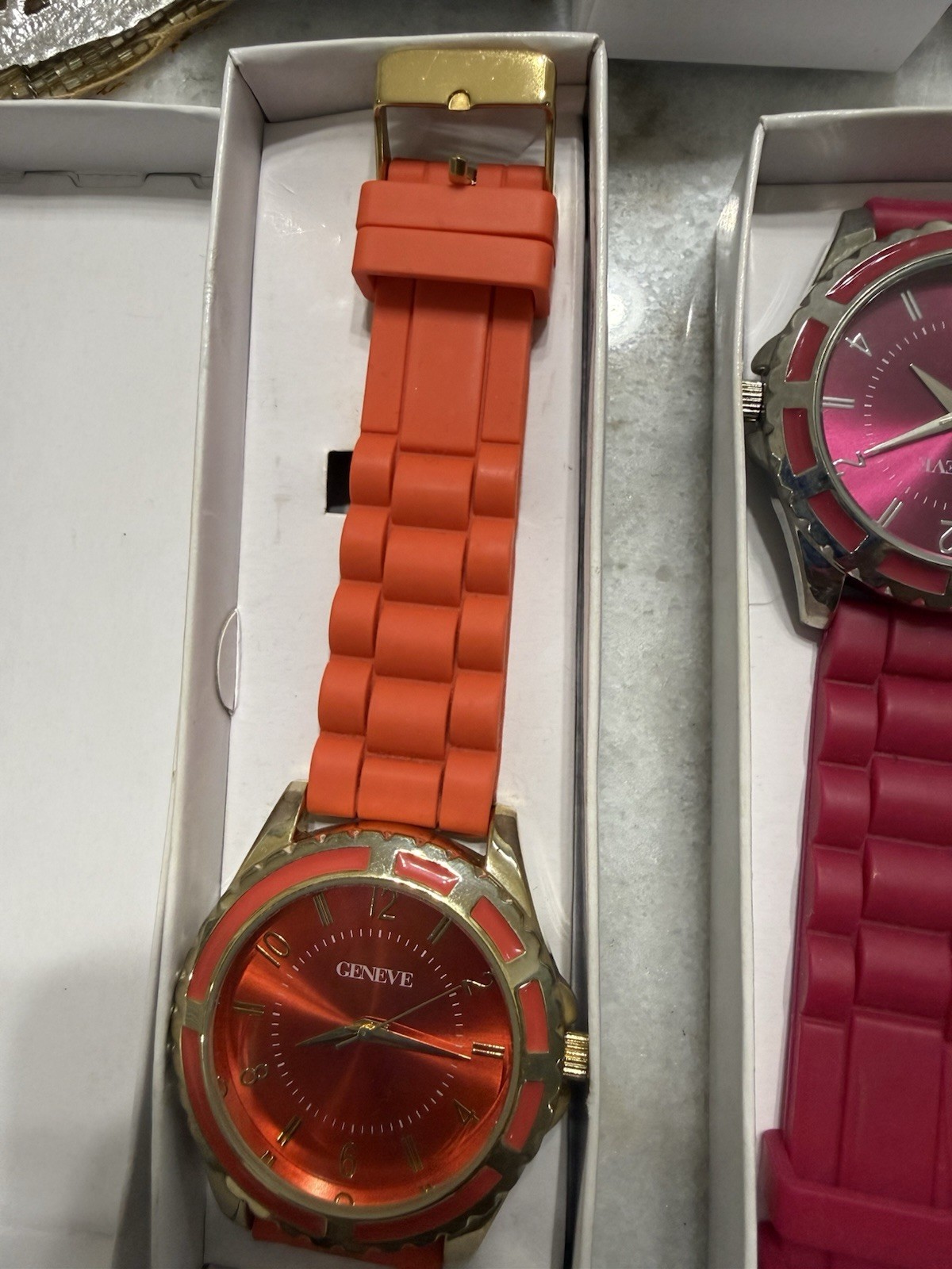 Geneve Quartz Analog Wristwatch Silicone Strap Assorted Colors w/ Box