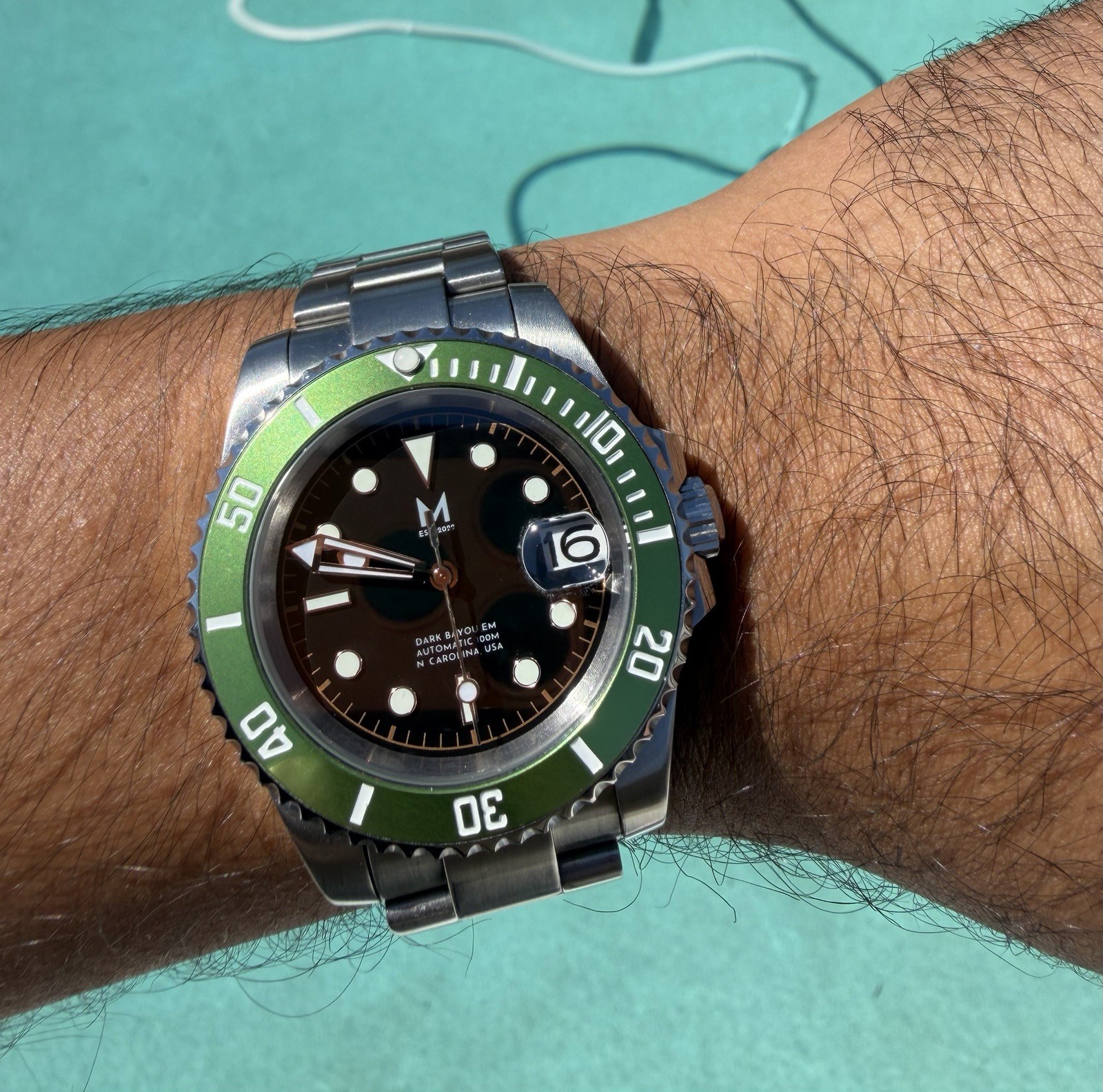 Monterey Watch Co Dark Bayou Sapphire Dial Automatic Diver Watch.