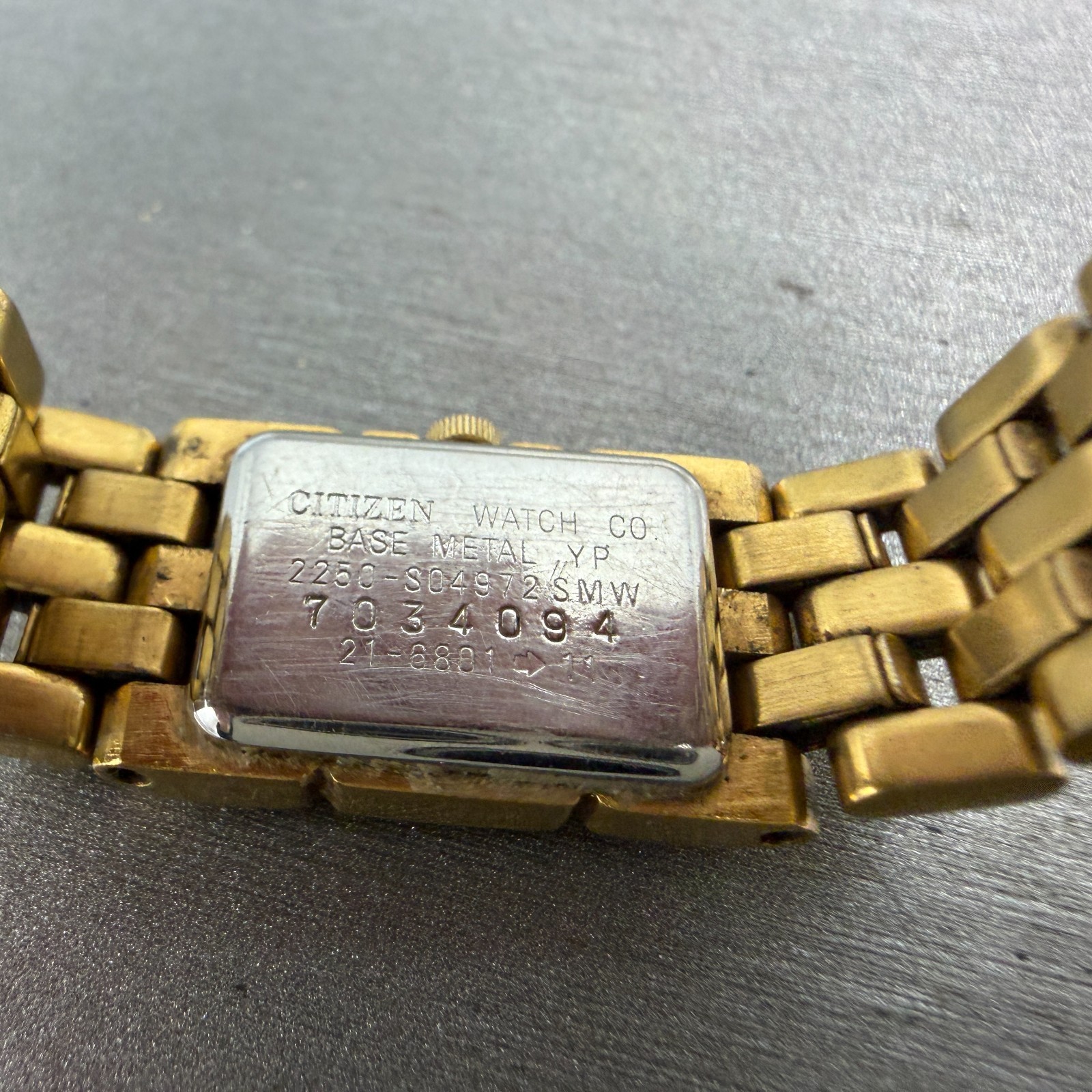 Citizen CQ Tank Watch Women 14mm Black Dial Gold Tone Rectangle New Battery VTG7