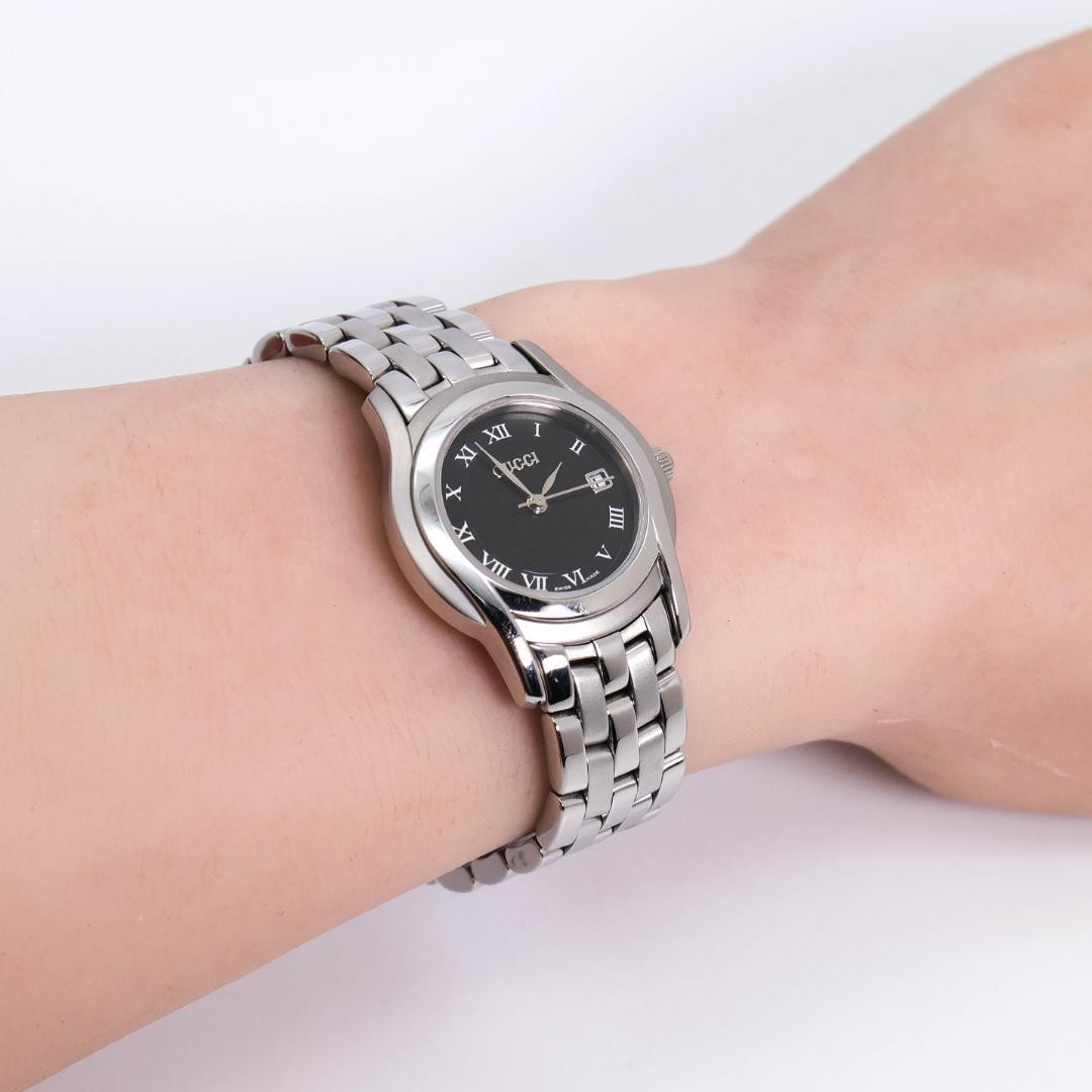 Working Excellent GUCCI Watch 5500L Date Black Roman 3795
