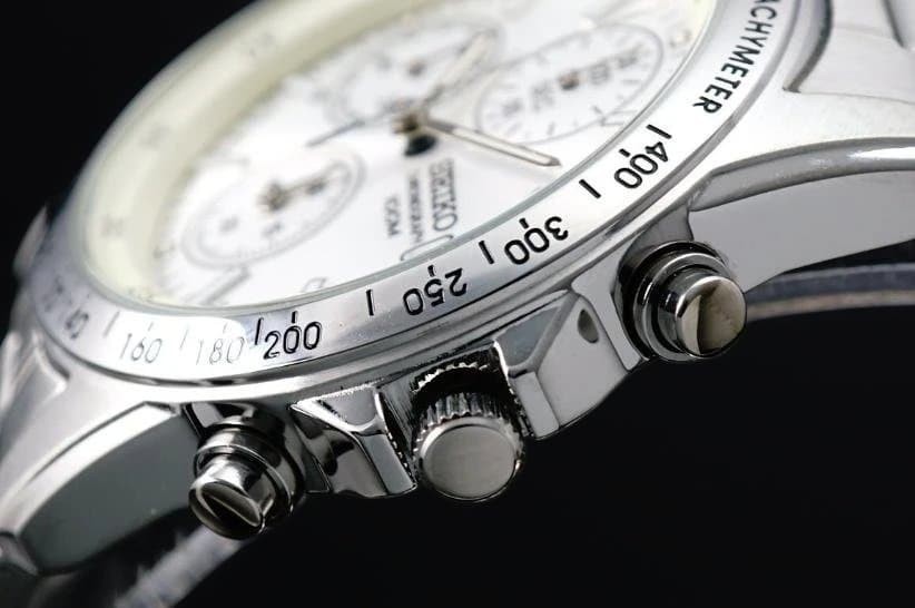 SEIKO White Silver New Chronograph