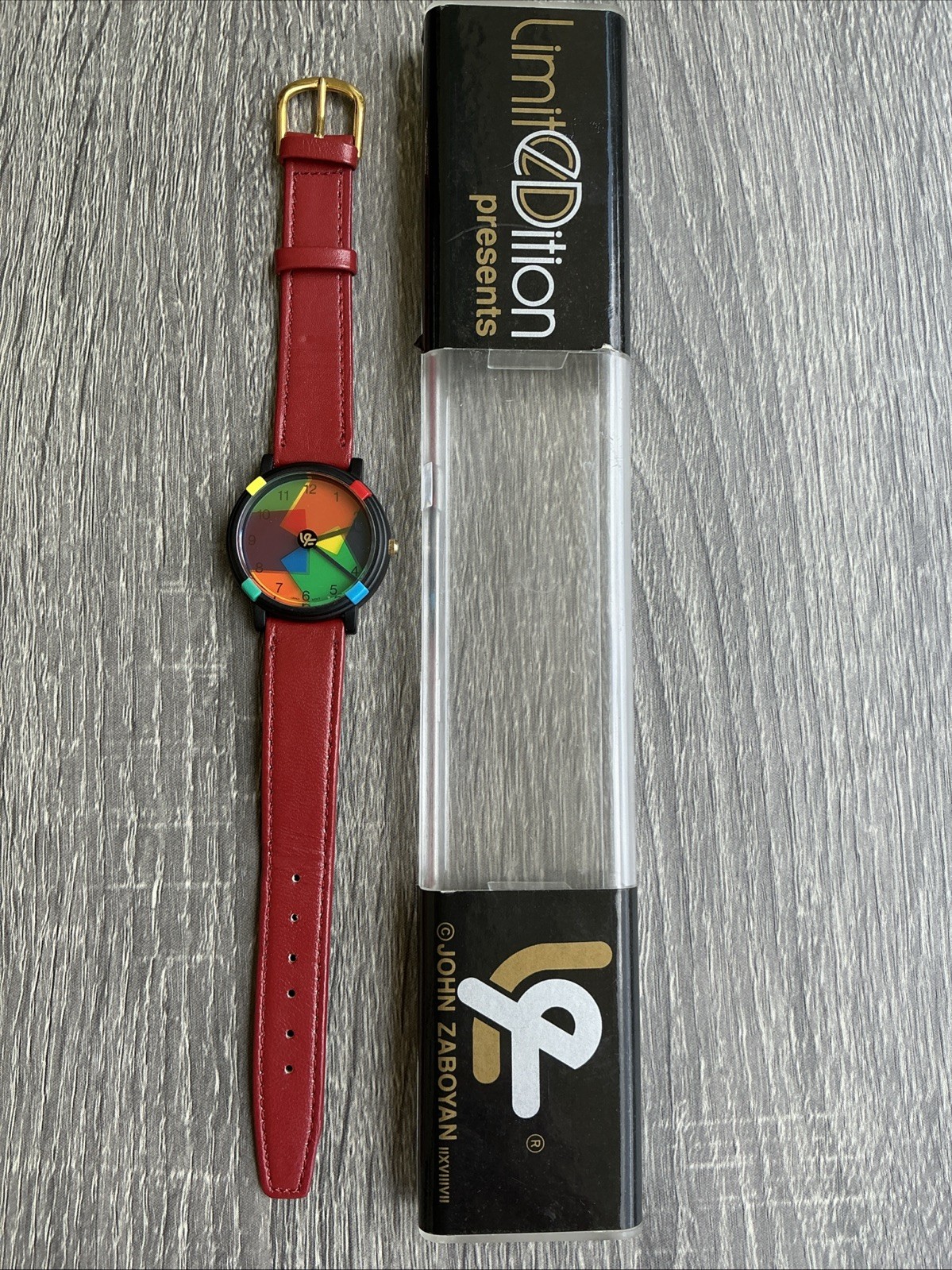 Vintage 90s John Zaboyan Watch New Battery Unisex Limited Edition Box Geometric