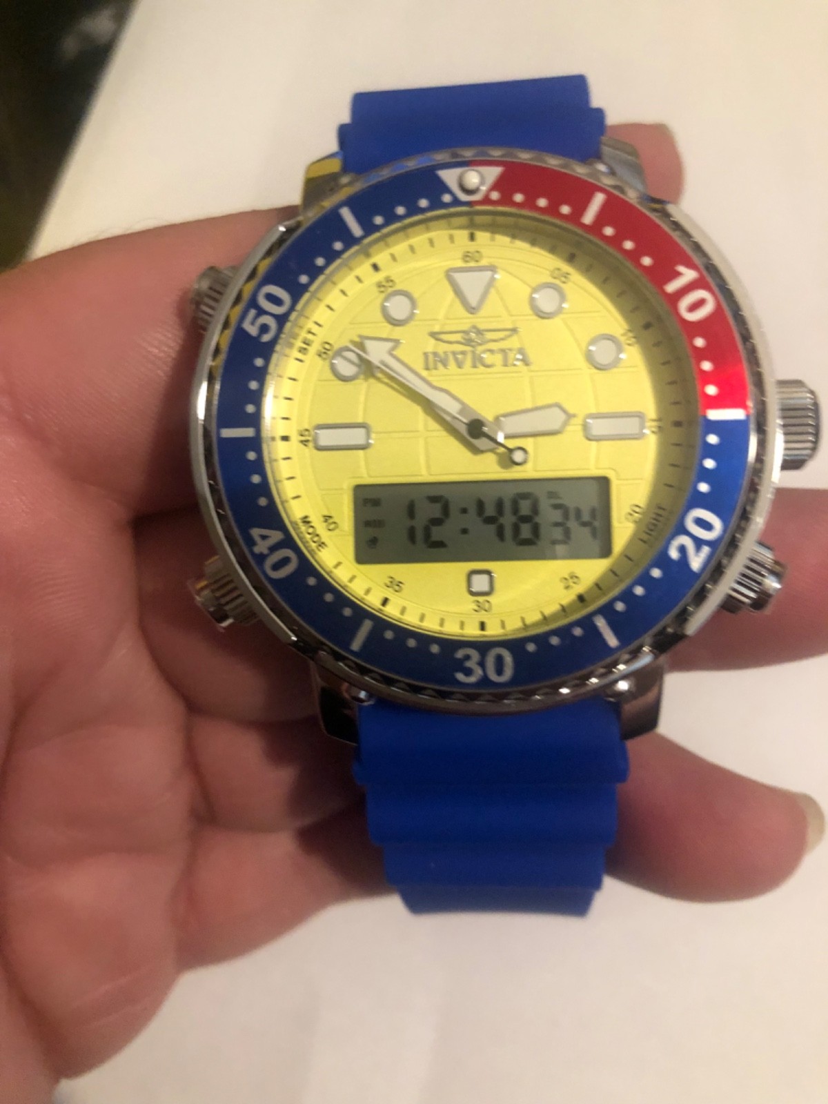 Invicta Pro Diver DigiQuartz Men’s Watch – 46.5mm, Blue