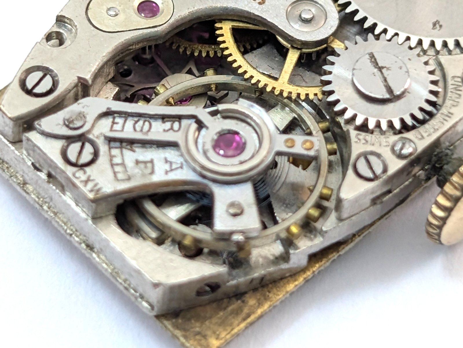 Vintage BENRUS Model S Tank Style 7j Art Deco 14mm Swiss Movement PARTS REPAIR