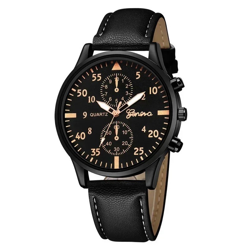 4/2/1pcs Men Sports Watches Set Man Business Quartz Wristwatch Luxury Brown Leat