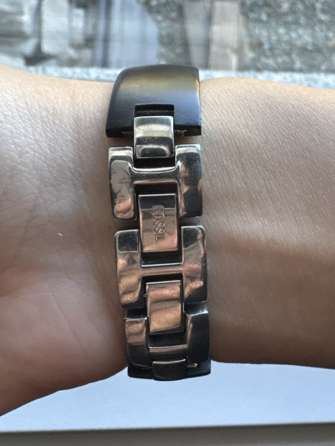 Fossil F2 Women’s Watch, ES-1555, Silver with Chocolate Brown Gemstones & Band.