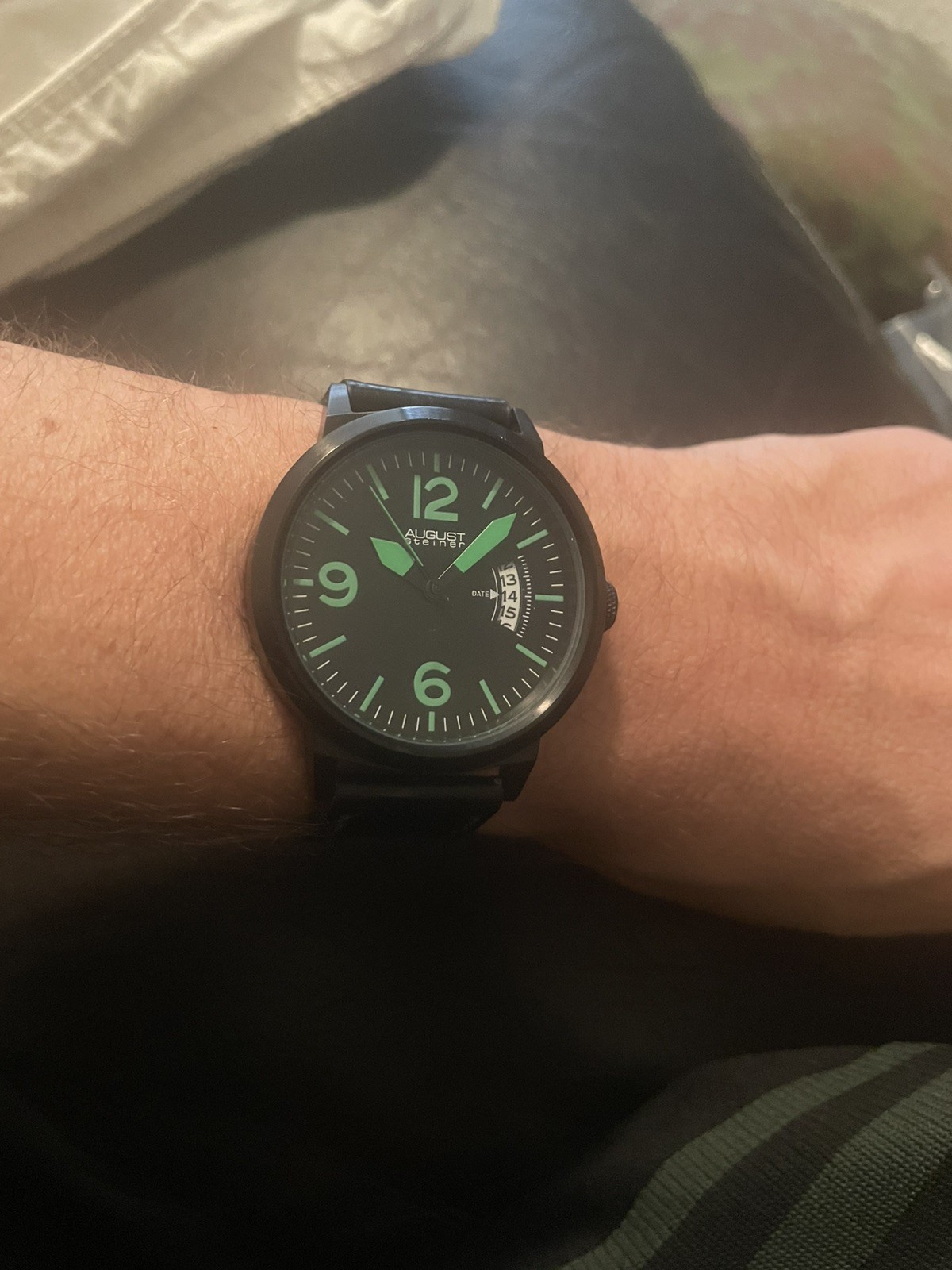 August Steiner Brushed Black Steel Men’s Watch (model AS8012GN) 44mm
