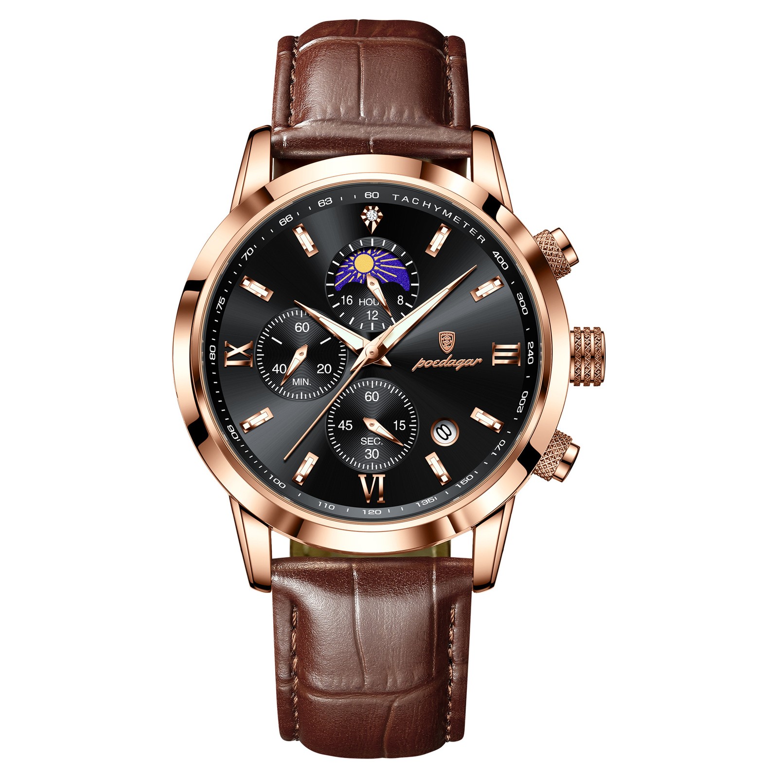 Men’s Watch With Moon Phase And Multi-function Chronograph