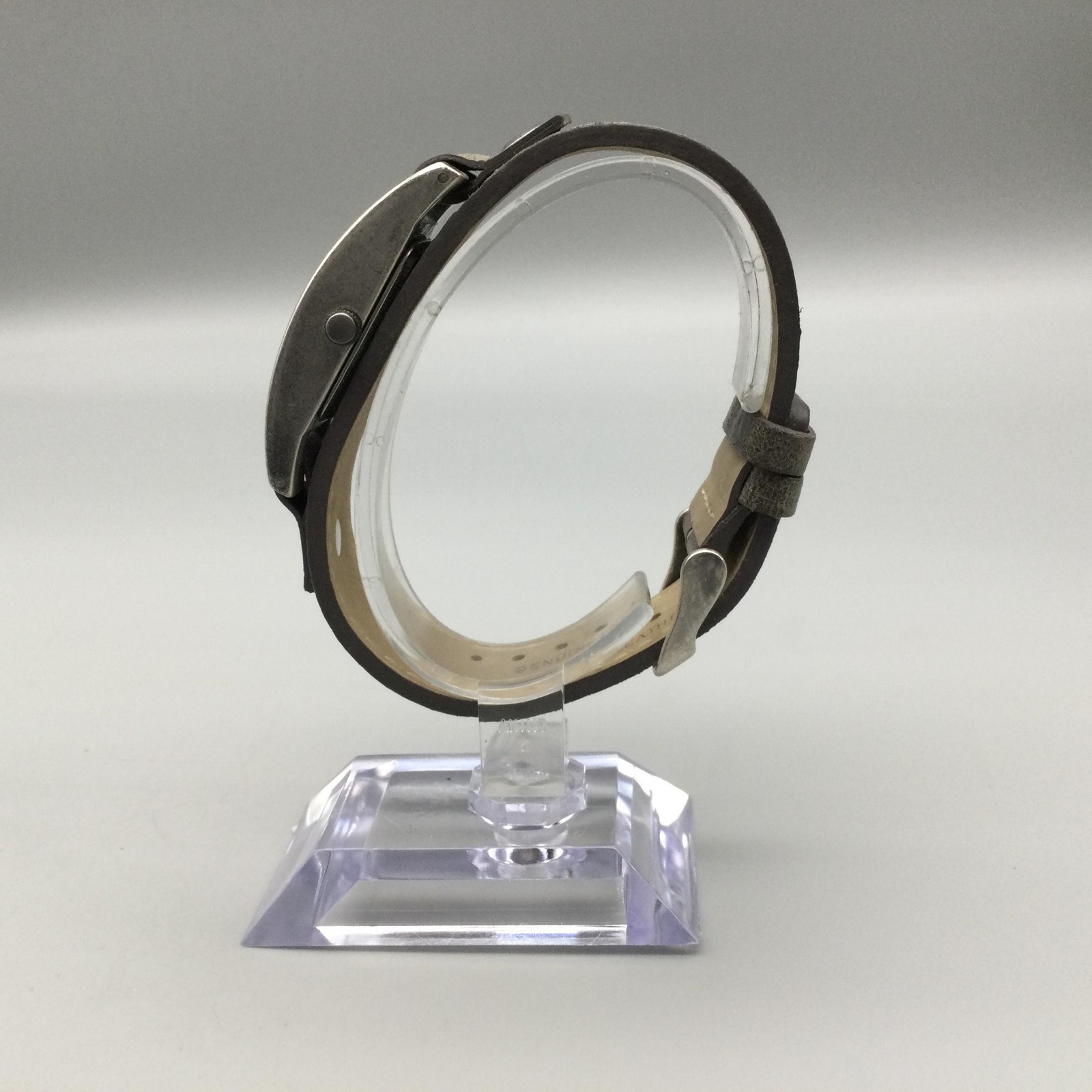 TOKYObay Womens Watch 20mm Silver Tone Brown Leather Cuff Strap New Battery
