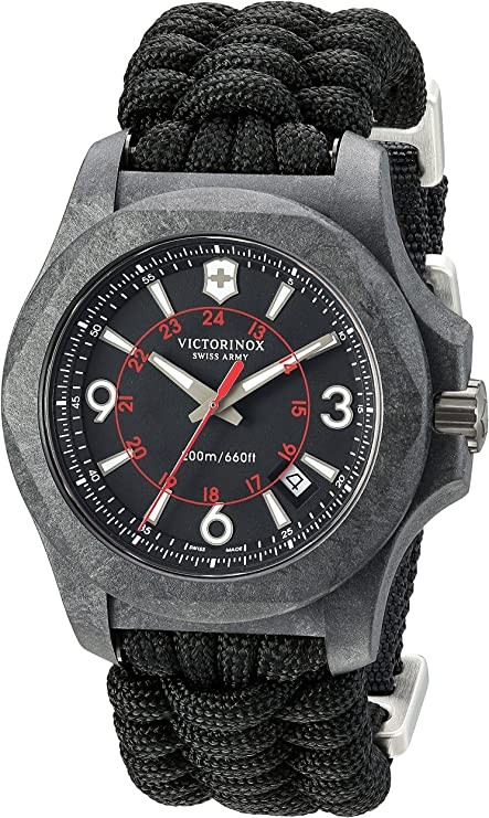 VICTORINOX I.N.O.X. Men’s 241776 Black Carbon Quartz Dive Watch 43mm MSRP $1030
