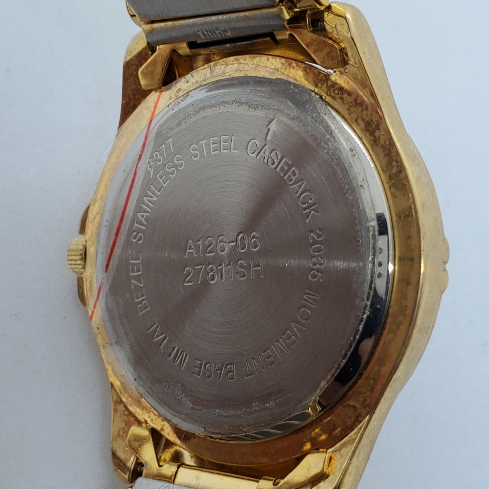 35MM Watch Women Gray Dial Gold Expansion Stretch Band 6.5″ New Battery