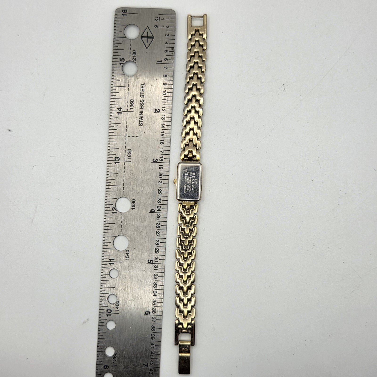 Citizen Tank Watch Women 13mm MOP Dial Gold Tone Rectangle 5421-S36505 New Batt