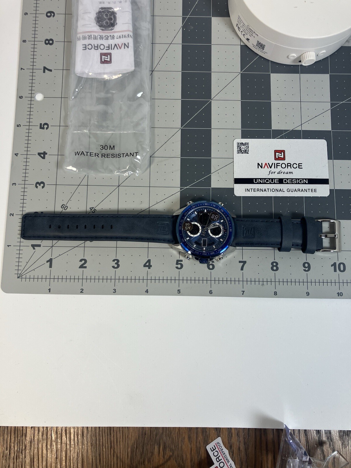 Naviforce Men NF9197 Sport Blue Leather Quartz Analog Diigtal 46mm Watch 7 1/2″