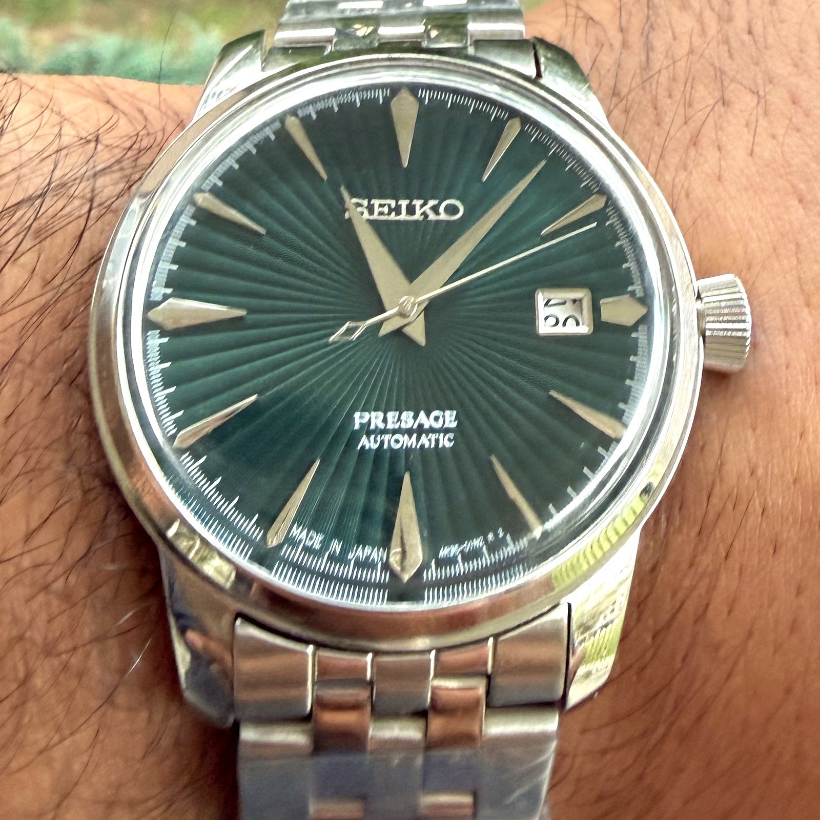 Seiko Presage Cocktail Time Mockingbird SRPE15 Green Dial 40.5mm Automatic Watch