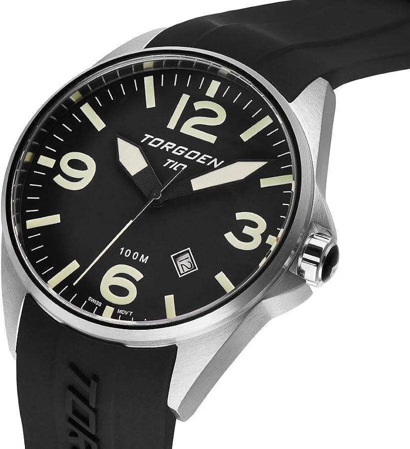 Torgoen T10 Men’s Swiss Pilot Watch Black Dial 44mm Sapphire Crystal T10