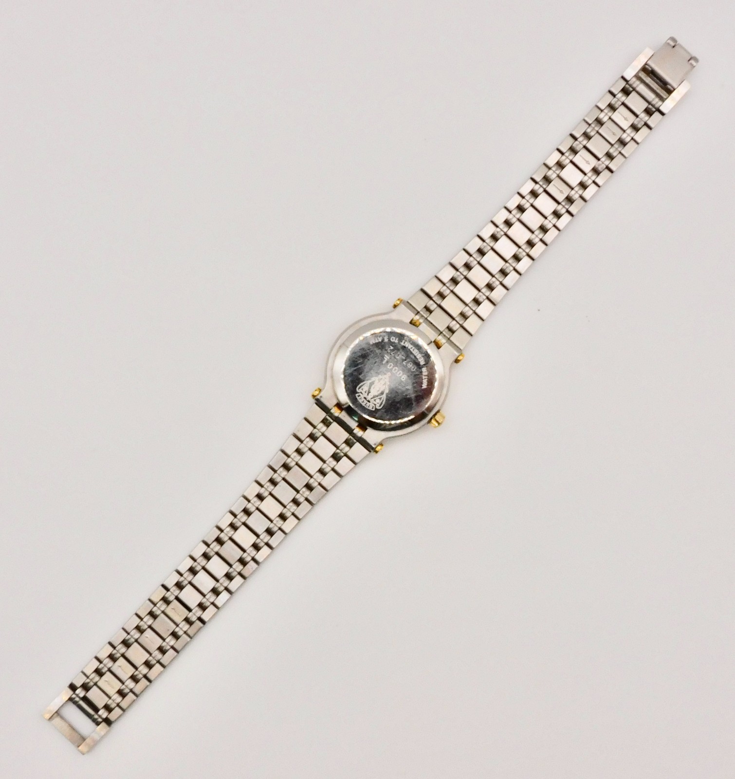 GUCCI 9000L Black Dial Two Tone Quartz Date Ladies Watch Gold