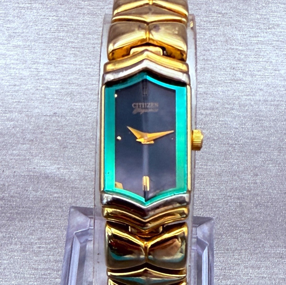 Citizen Elegance Watch Women 13mm Green Dial Gold Tone 5421-H14398 New Battery