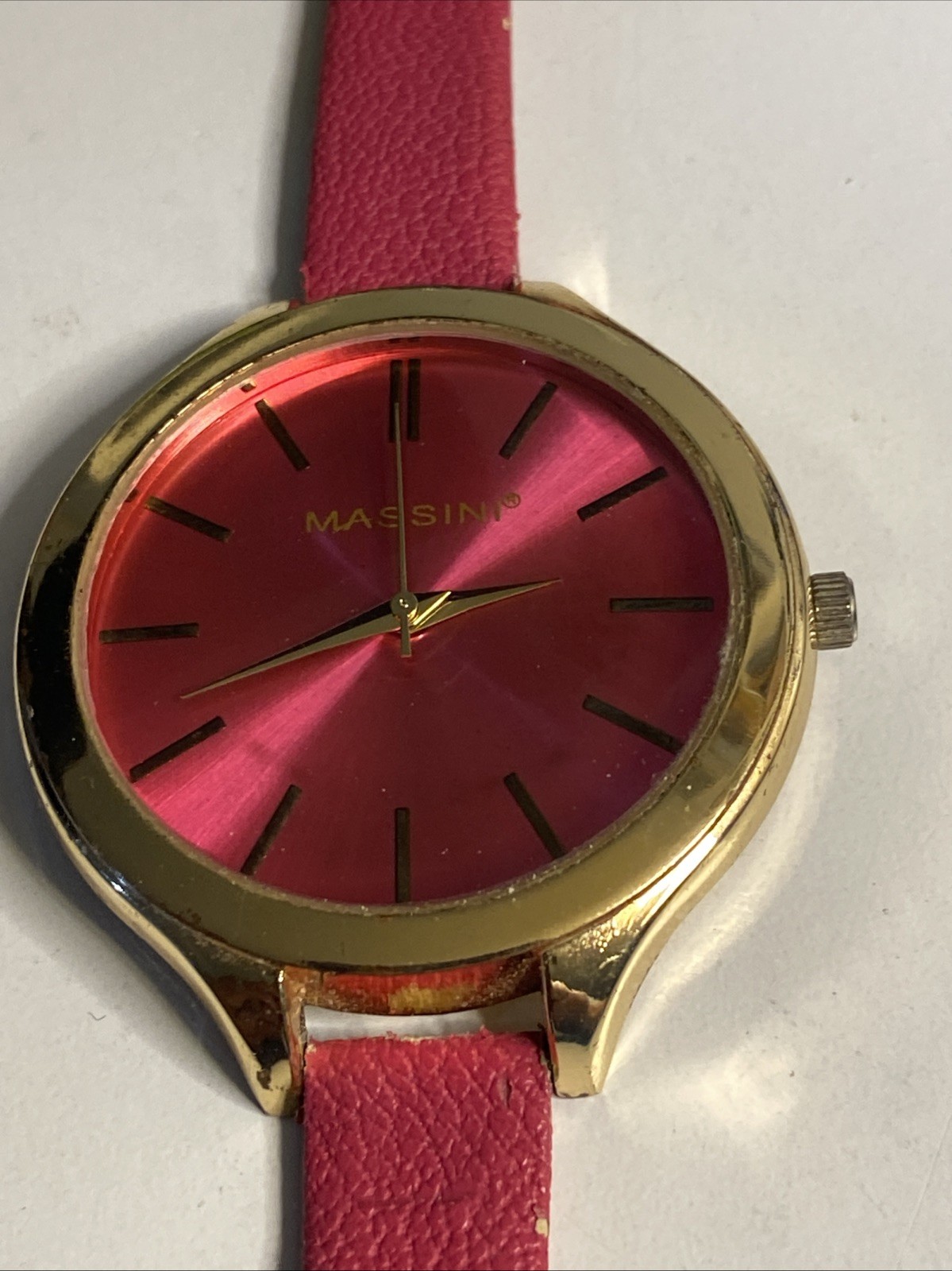 Massini Pink Gold Tone Skinny Wrist Watch New Battery