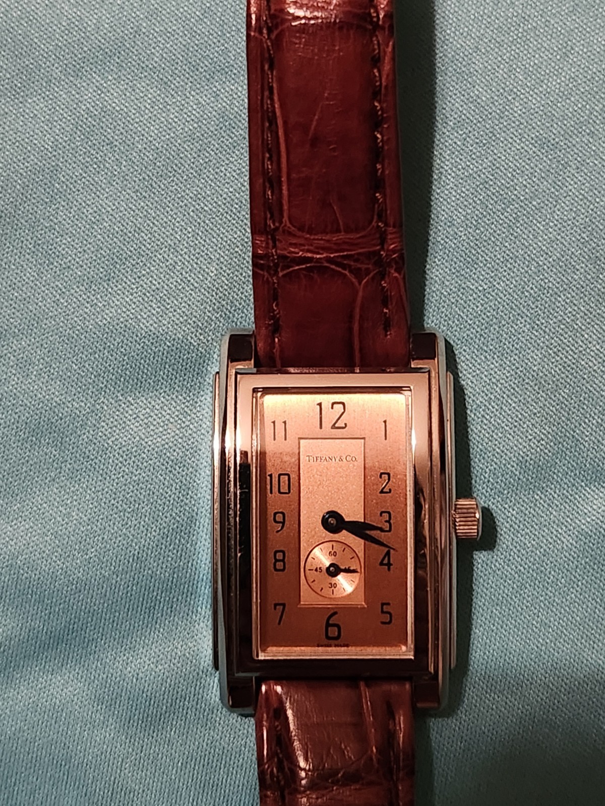 Tiffany’s Grand Ladies’ Swiss Made Quartz Watch Bronze Dial Crocodile Strap
