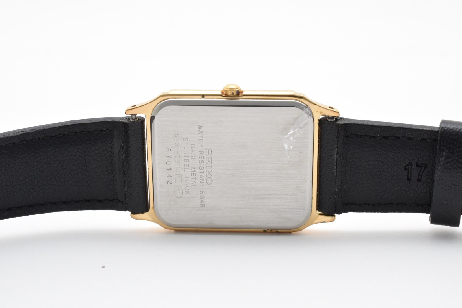 Vintage SEIKO SPIRIT 5E31-5B60 Gold Dial Square Quartz Men’s Watch JAPAN