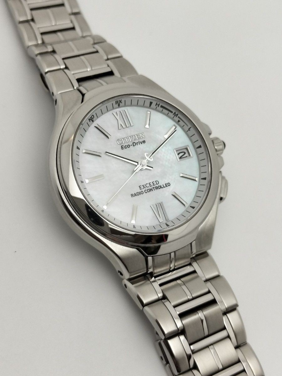 Brand New Citizen Line Exceed White Mother of Pearl Dial Radio Solar H410