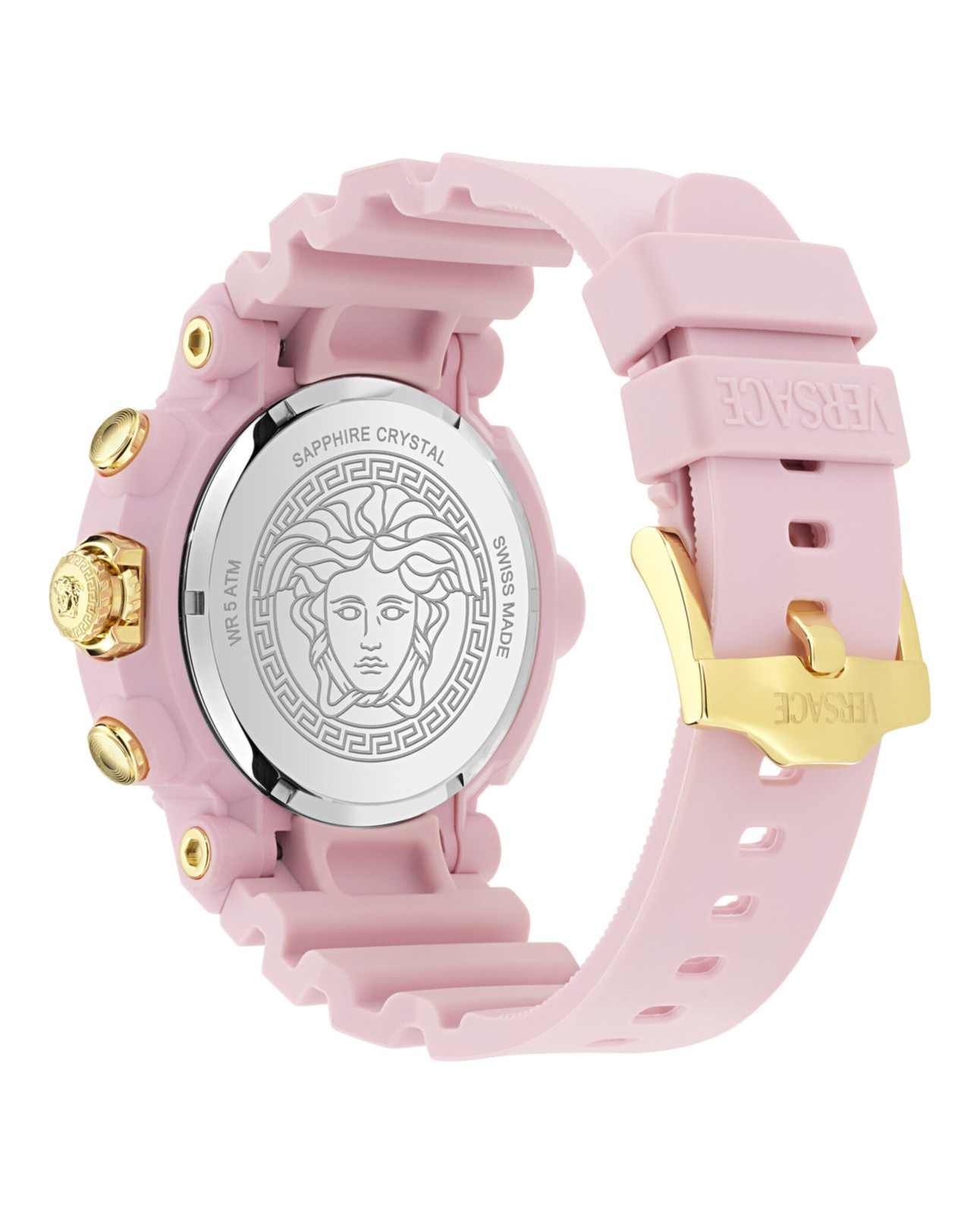 Versace Mens Pink 45mm Strap Fashion Watch