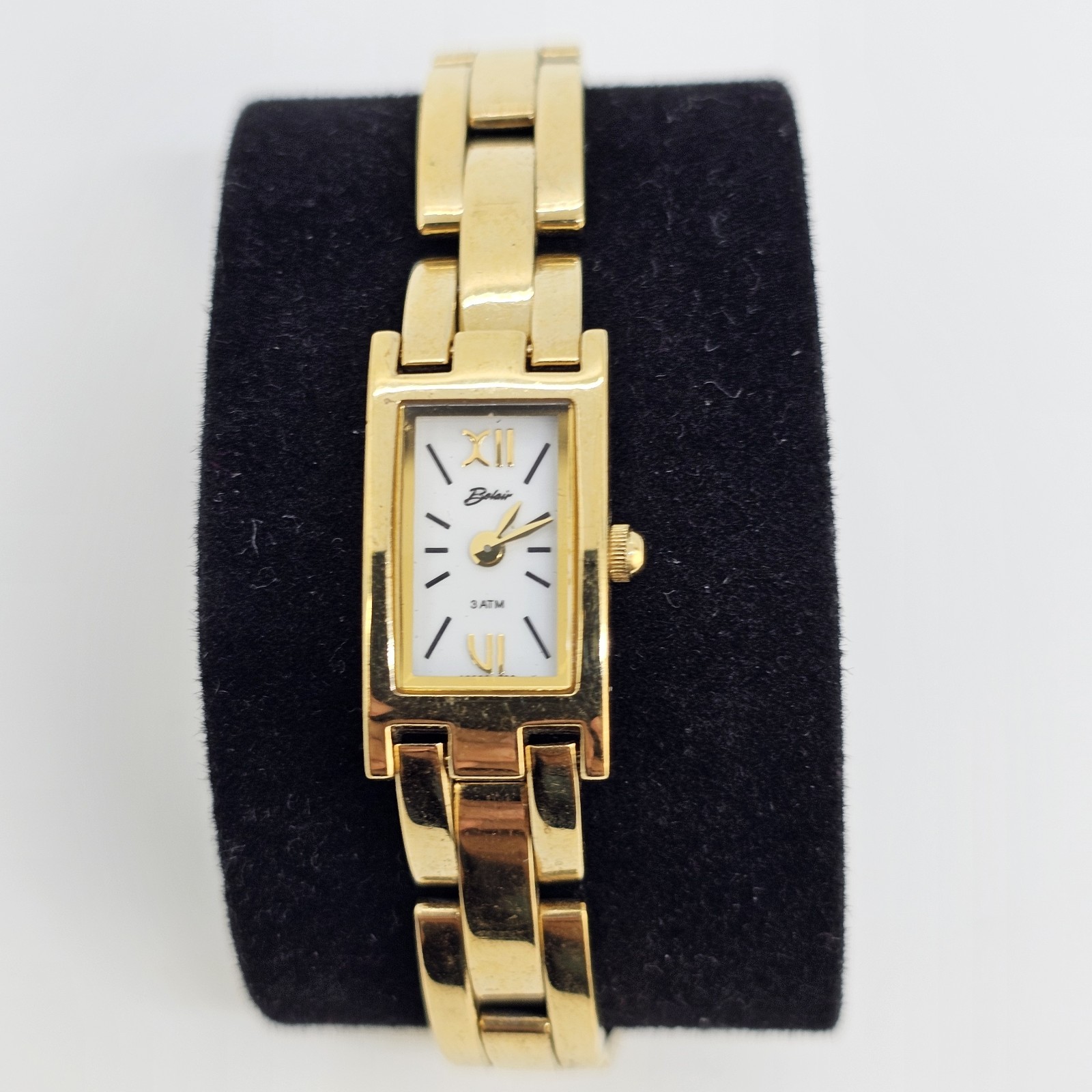 Belair Women’s Watch 13MM White Dial Gold Bracelet 6″ Wrist New Battery