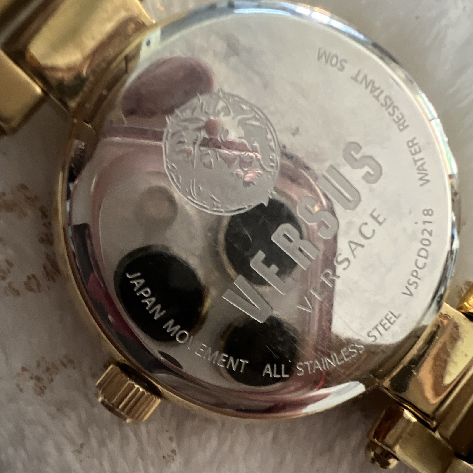 Versus Versace Women’s Quartz 50m Gold SS Bracelet Watch Black Dial Analog