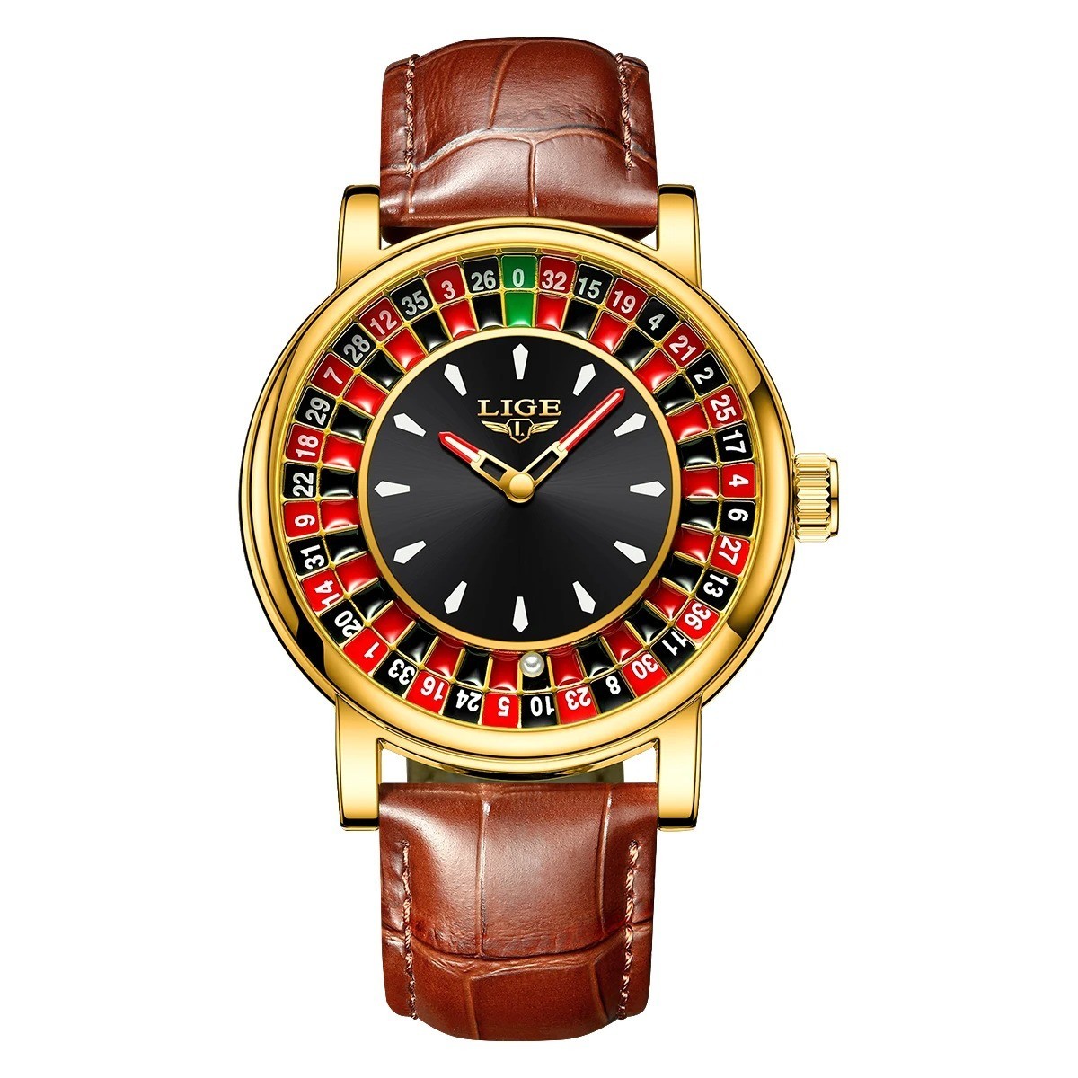 LIGE Fashion Men Watch Rotating Dial Las Vegas Roulette Desktop Theme Watch Men