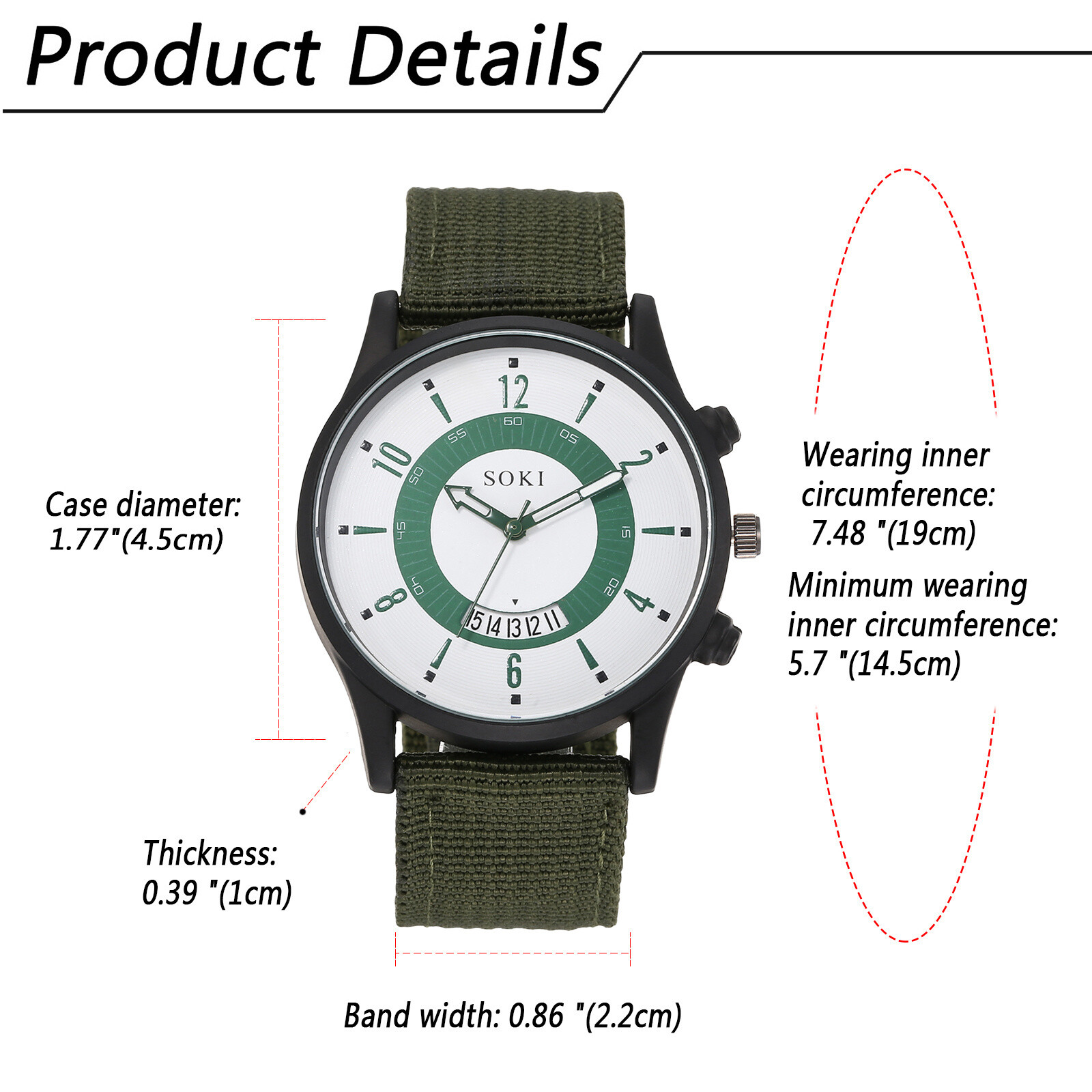 Men’s Casual Simple Arabic Numberals Dial Nylon Strap Sports Quartz Wrist Watch