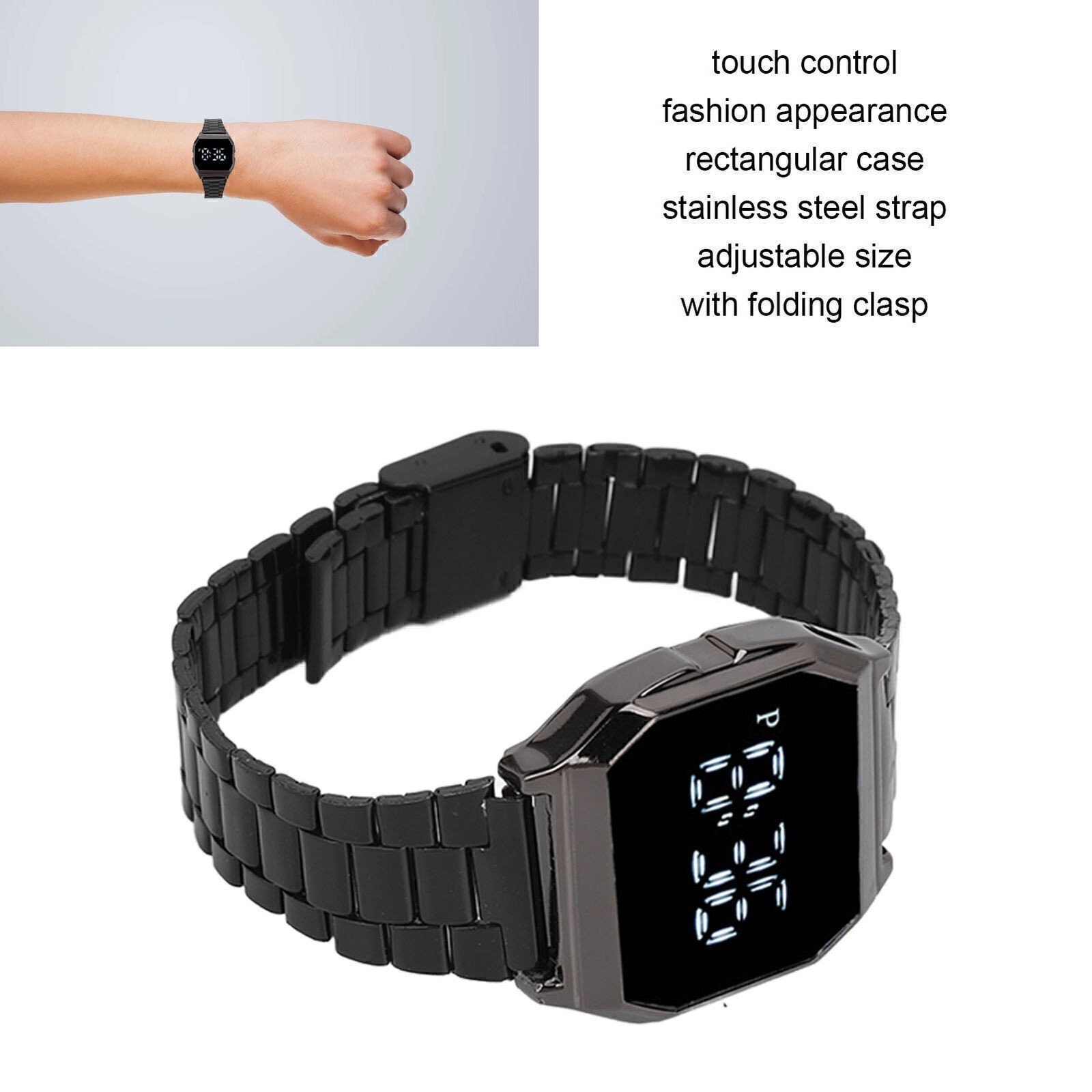 LED Watch for Student Tetragonum Digital Sports Watch with Folding Clasp Alarm