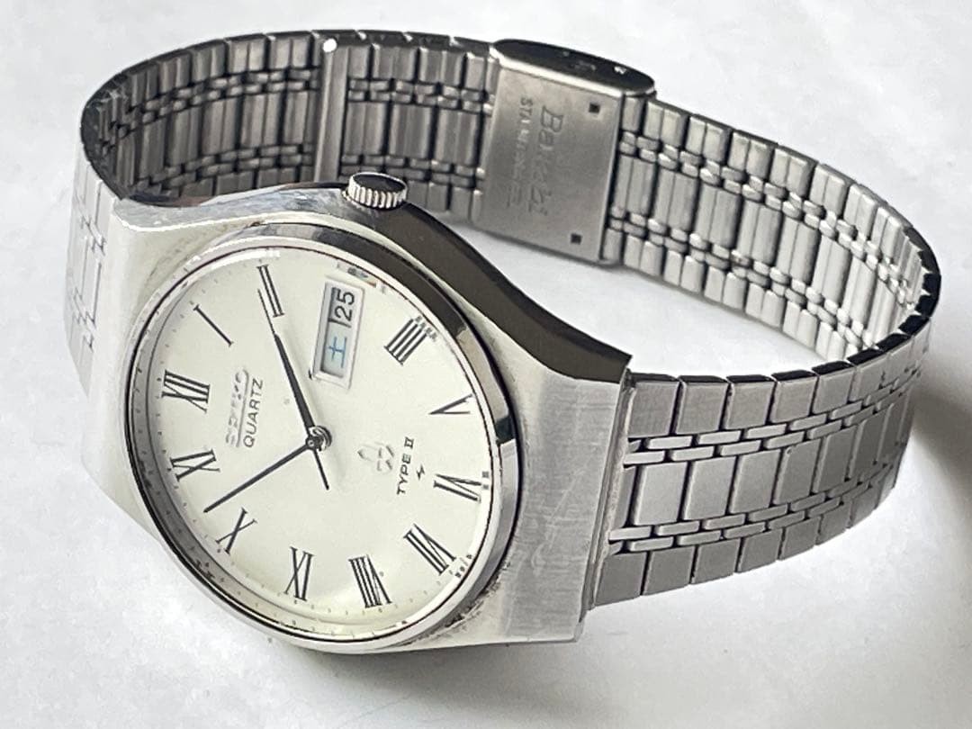 SEIKO TYPE II 4336-8040 DAINI 1977 Silver Dress Watch Used Japan