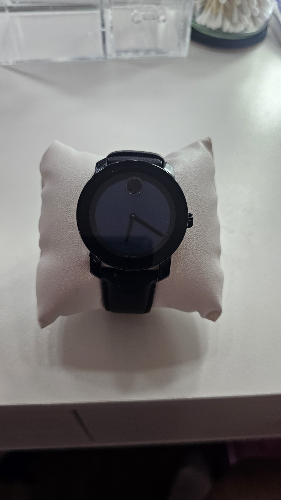 Movado Bold Men’s Quartz Watch Blue Dial 42mm Leather Strap Box