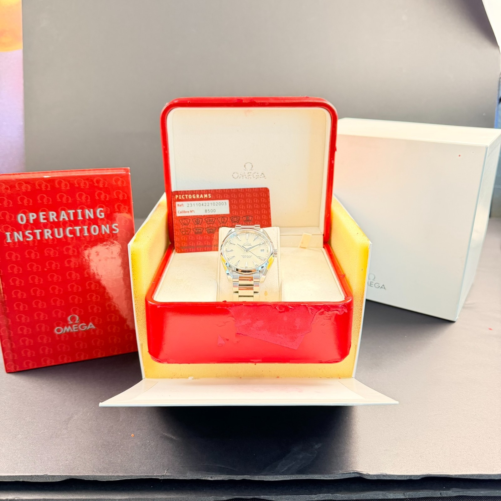 OMEGA Seamaster Aqua Terra White Teak Dial 231.10.42.21.02.001 Full Kit