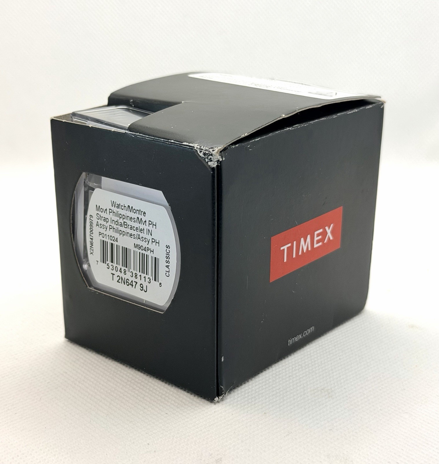 Timex Weekender T2N6479J 38mm Black Dial INDIGLO Nylon Slip-Thru Watch | New