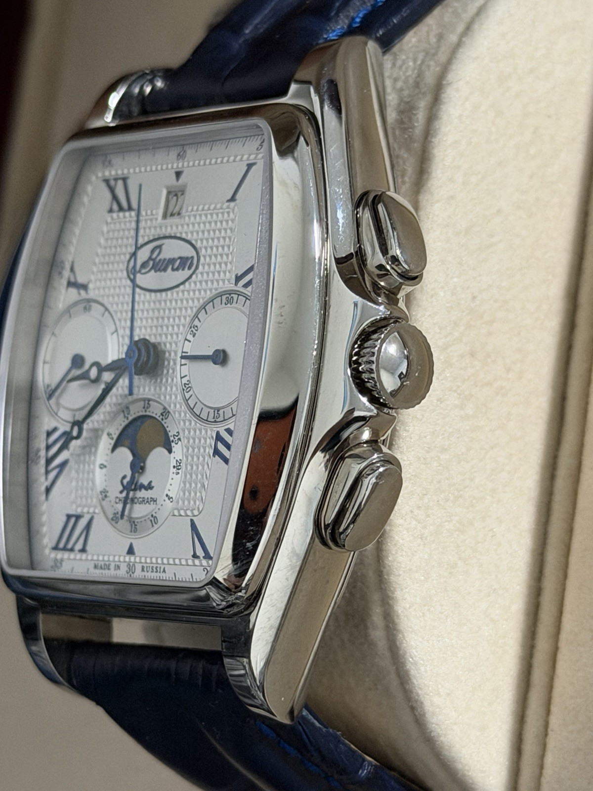 Poljot Tonneau Russian Men’s Chronograph 31679 Moon Phase