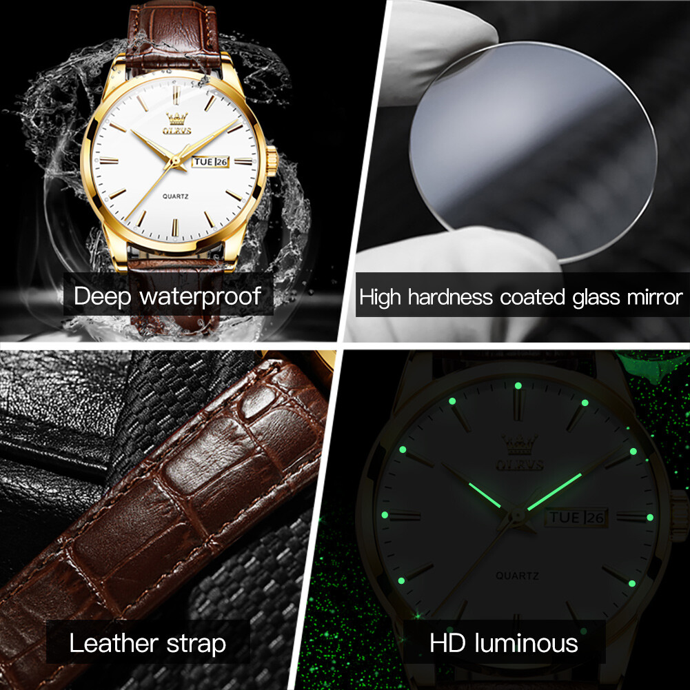 OLEVS New Luxury Men’s Watches Quartz Watch Waterproof Luminous Wristwatches