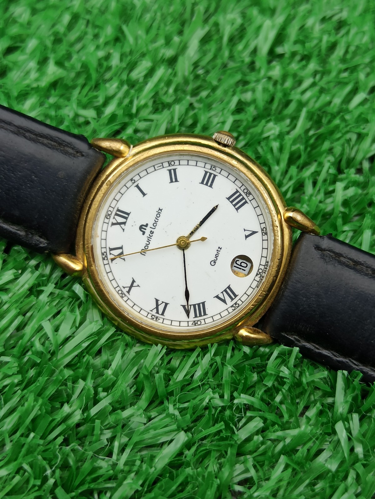 Authentic MAURICE LACROIX Quartz Men’s Wristwatch Swiss 90s