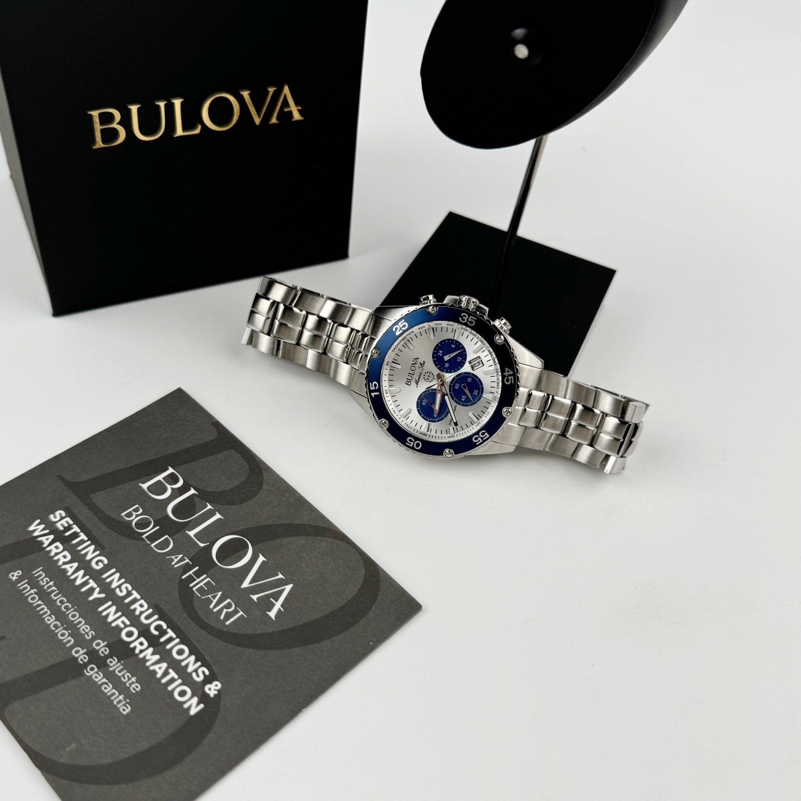 Bulova 98B423 Marine Star Chronograph Silver White dial stainless Men’s Watch