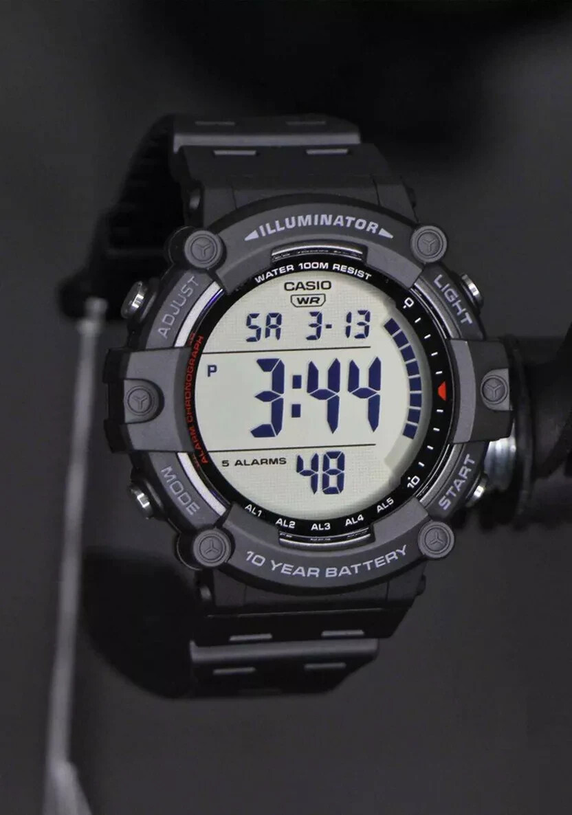 Casio AE1500WH-1AV WIDE FACE Digital Watch 100M WR 10 Year Battery 5 Alarms New