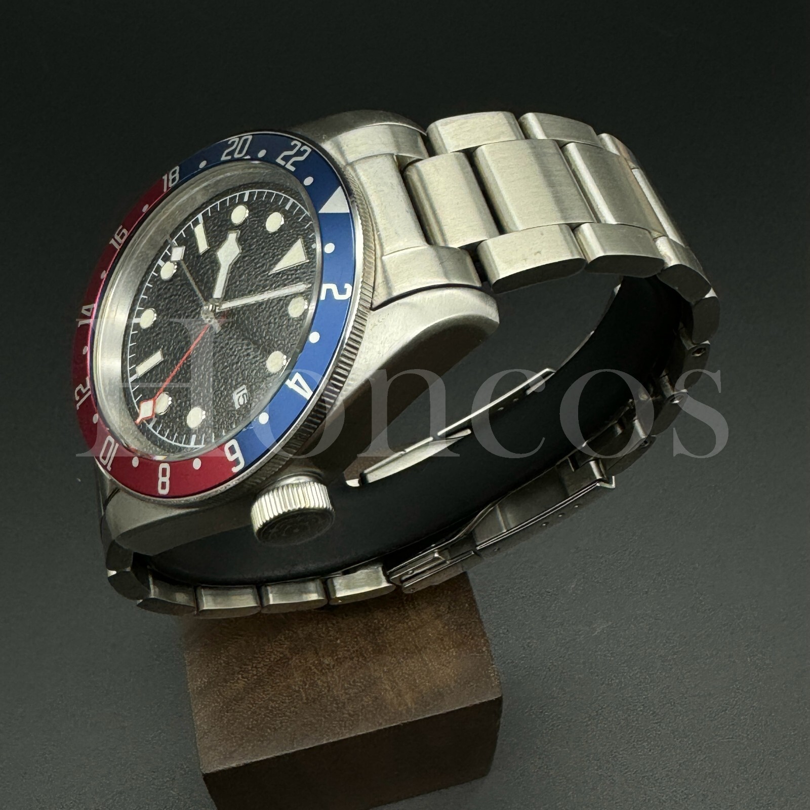 41MM Heritage Black Bay GMT Style Blue/Red Bezel Inserts White Marker Black Dial