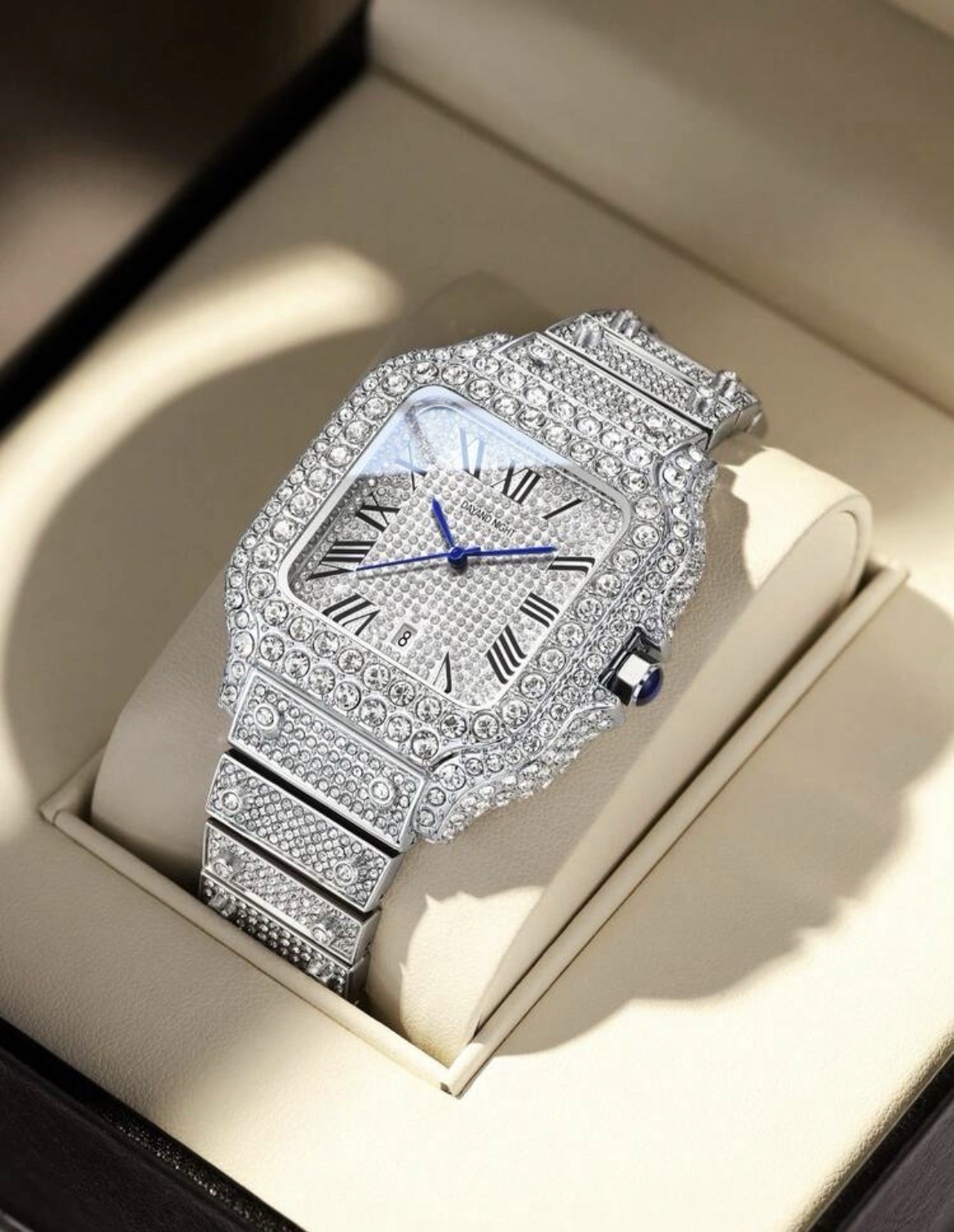 Premium Luxury Iced Out White Moissanite Stones Quartz Watch Men
