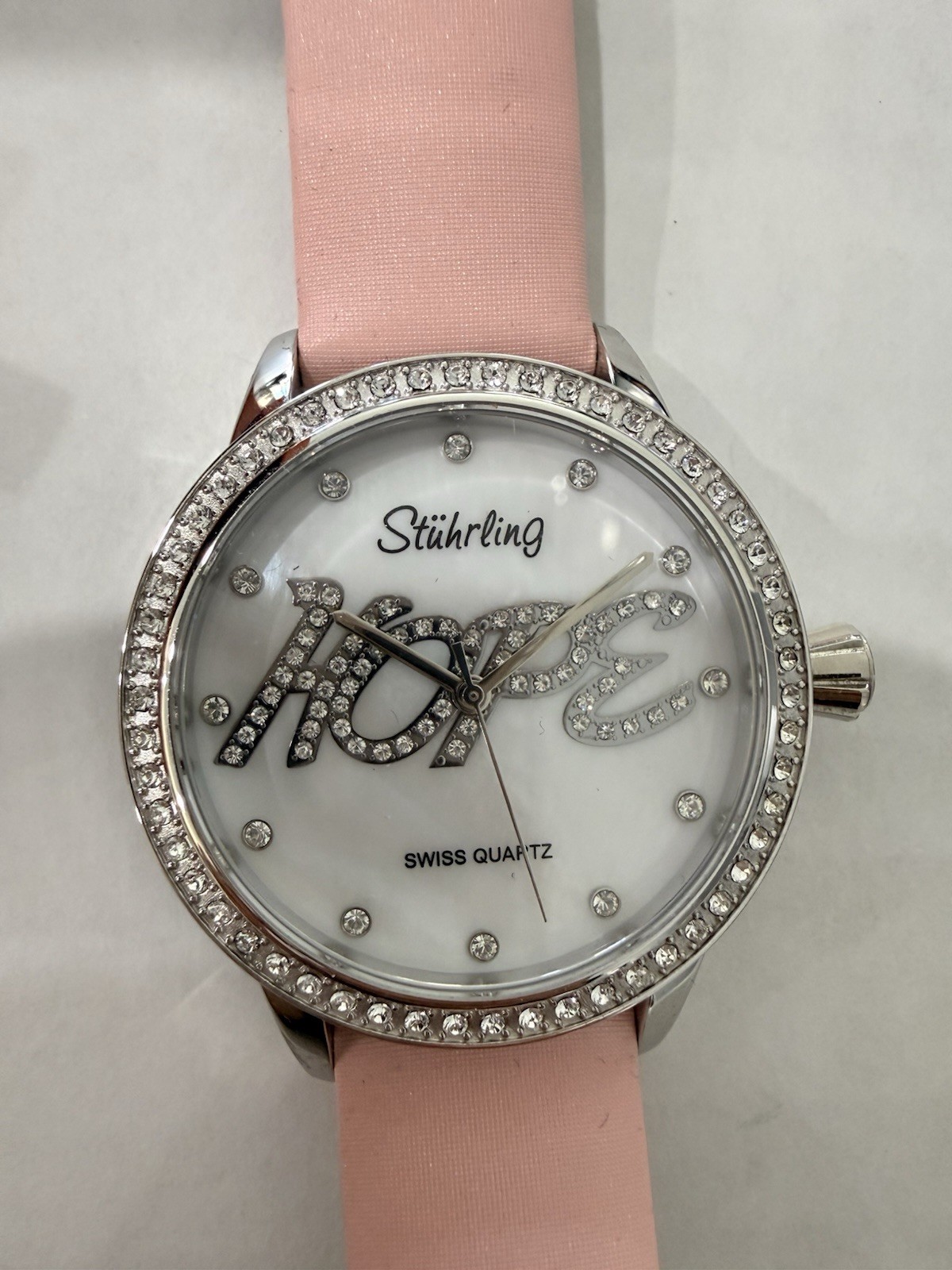 Stuhrling Original Breast Cancer Awareness Pink Ribbon Watch NIB Swiss Quartz