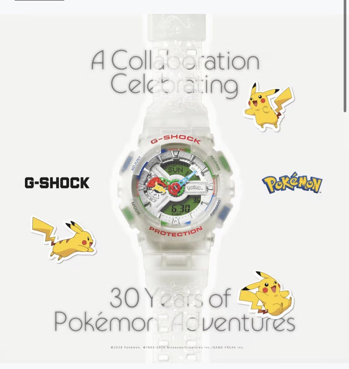 CASIO G-SHOCK x Pokemon GA-110PKM-7A Limited 30th Anniversary PRESALE 7/15!