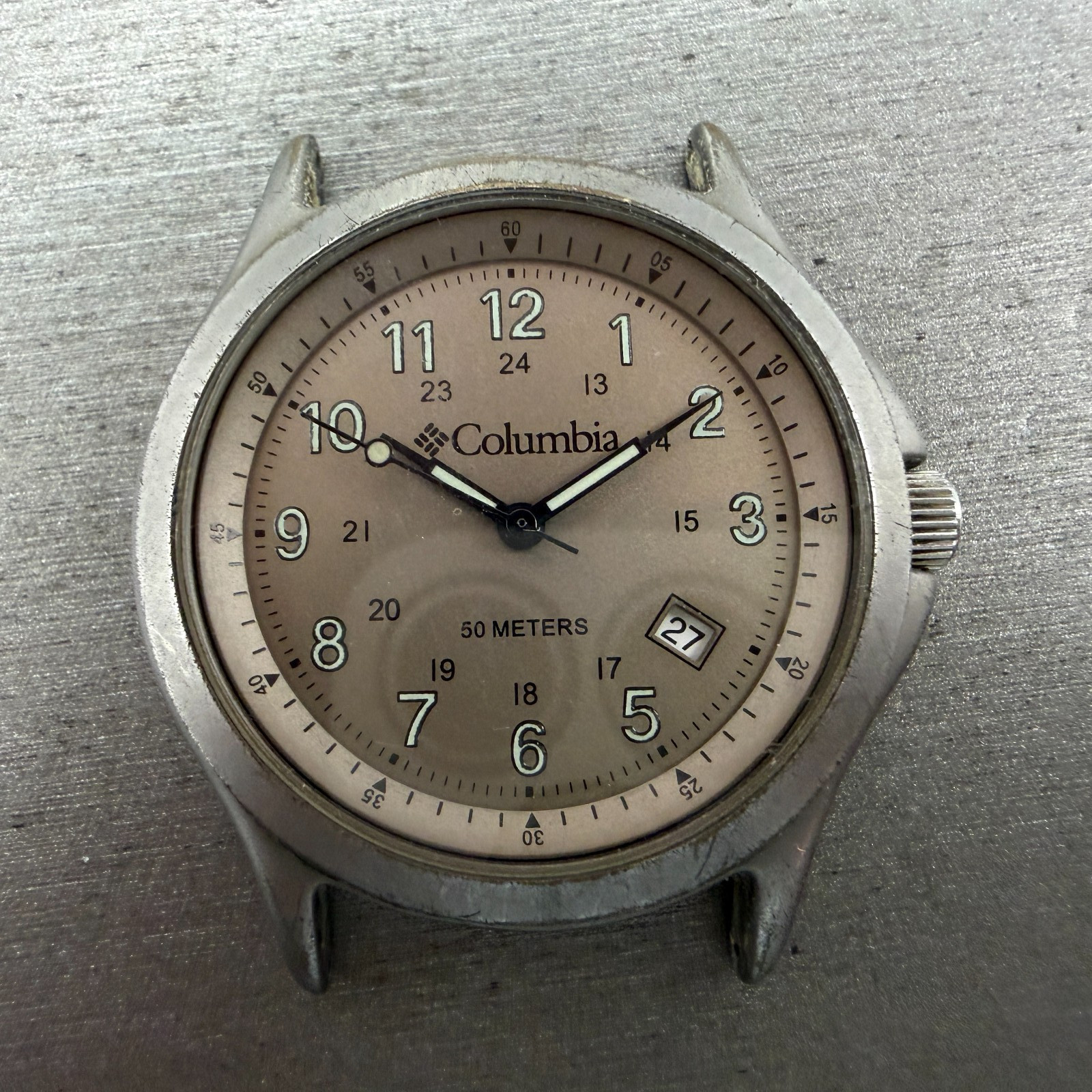 Columbia Watch Men 38mm Gray Dial Silver Tone Date Round CL-1204 New Battery
