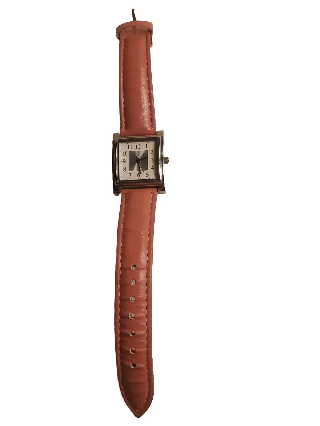Ladies Watch Squared Pink Straps Buckle Clasp Great Condition 8.5 In Fashional