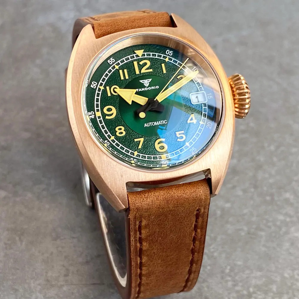 Sapphire Glass Full Solid CnSu8 Bronze Automatic Men Watches For Japan NH35 36mm