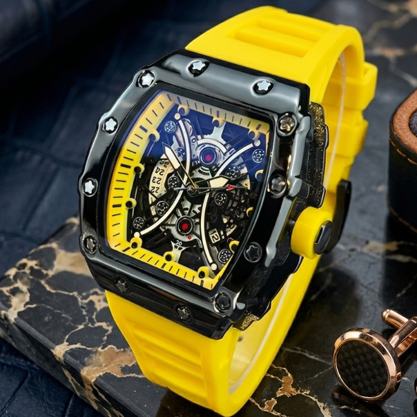 The Chronos Elite Luxury Sport Watch – Dark Urban Style – Tonneau Barrel Design