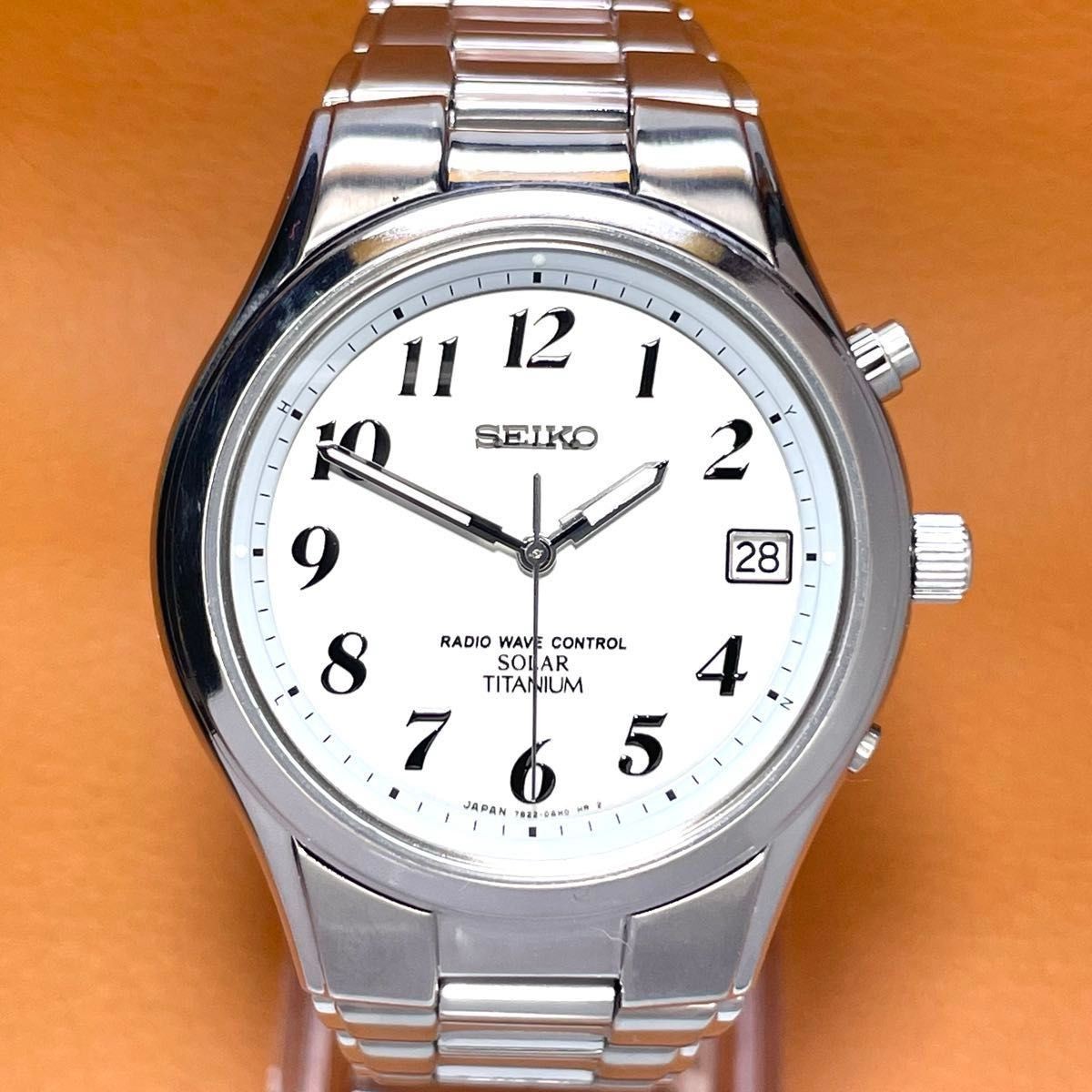 SEIKO SPIRIT 7B22 0AD0 Radio Solar Titanium Specification Silver Dial Excellent